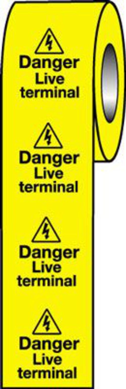 Roll of 250 - 50x50mm Danger Live Terminal