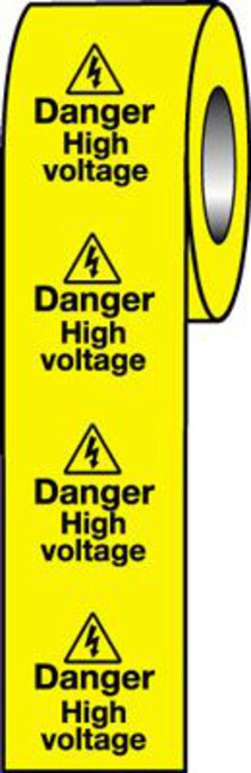 Roll of 250 - 50x50mm Danger High Voltage