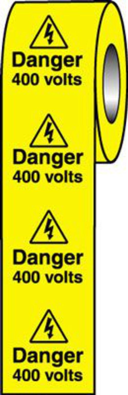 Roll of 250 - 50x50mm Danger 400 Volts