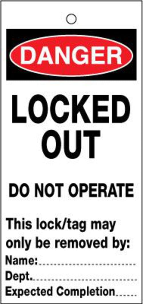 75x160mm Locked out Do not operate Lockout tags
