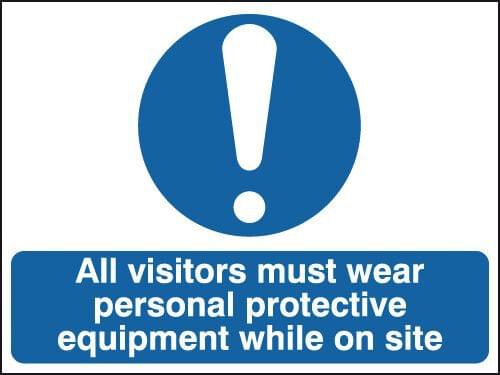 300x500mm All visitors Must Wear Personal Protective Equipment While On Site - Rigid