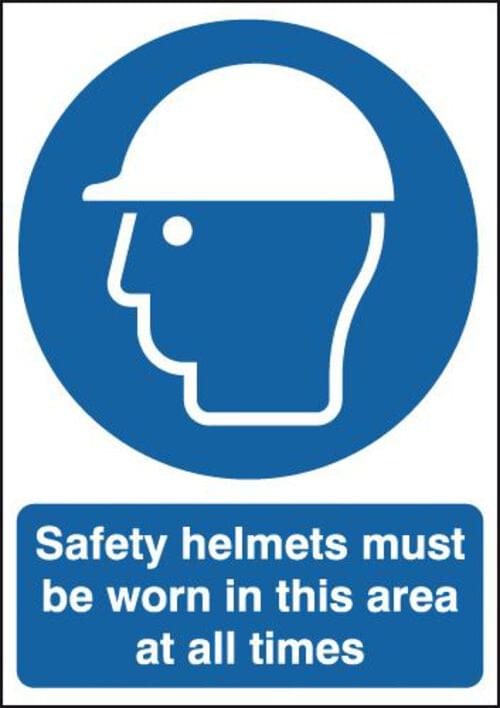 420x297mm Safety Helmets Must Be Worn In This Area At All Times - Rigid