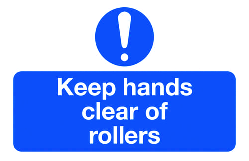 58x90mm Keep Hands Clear of Rollers - Pk of 6