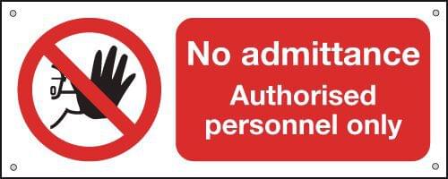 100x250mm No Admittance Authorised Personnel Only - Aluminium