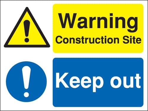450x600mm Warning Construction Site Keep Out Site Safety Board - Rigid