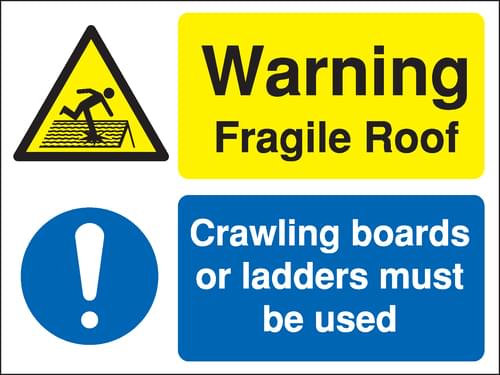 450x600mm Warning Fragile Roof Crawling boards Site Safety Board - Rigid