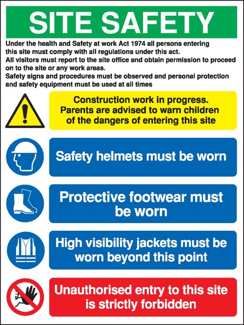 800x600mm Under the health and safety work act Site Safety Board - Rigid