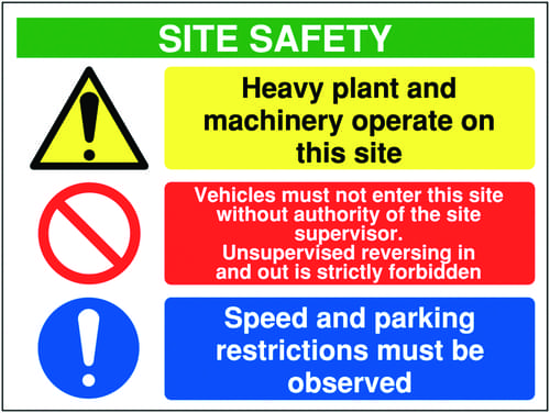 600x800mm Site safety heavy plant and machinery operate on this site - Rigid
