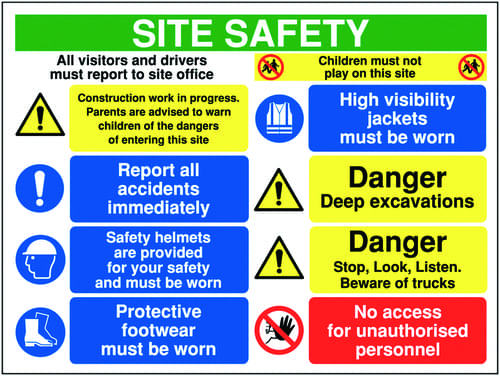 600x800mm Site safety all visitors and drivers must report to - Rigid