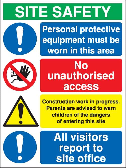 800x600mm PPE must be worn in this area Site Safety Board - Rigid