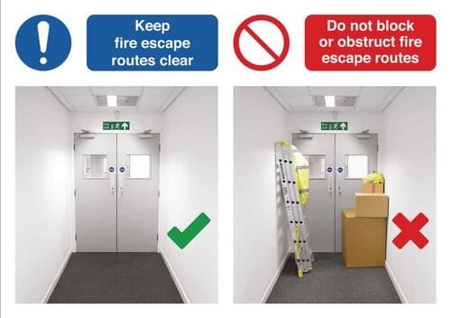 420 x 594mm Keep fire escape routes clear / Do not block or obstruct fire escape routes - Rigid
