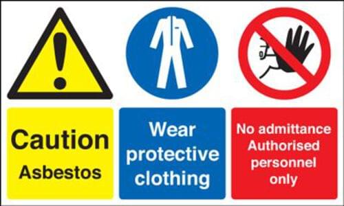 300x500mm Caution Asbestos Wear Protective Clothing No Admittance Authorised - Rigid