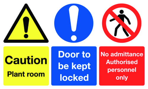 100x300mm Caution Plant Room Door To Be Kept Locked No Admittance Authorised - Rigid