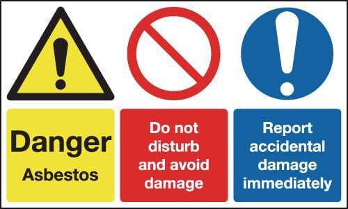 300x500mm Danger Asbestos Do Not Disturb and Avoid Damage Report Accidental Damage - Rigid