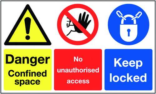 300x500mm Danger Confined Space No Unauthorised Access Keep Locked - Rigid