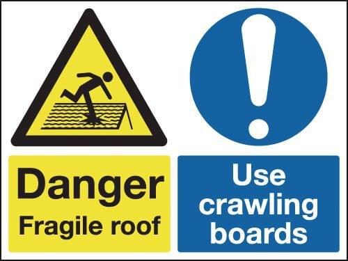 450x600mm Danger Froagile Roof Use Crawling Boards - Rigid