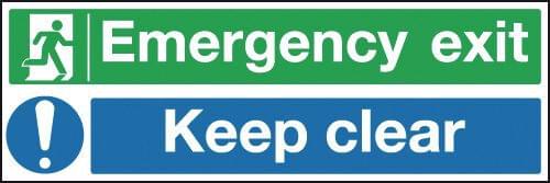 150x450mm Emergency Exit Keep Clear - Rigid