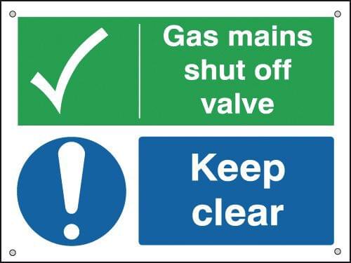 150x200mm Gas Mains Shut Off Valve Keep Clear - Aluminium