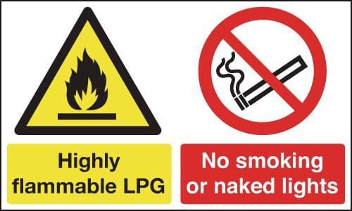 300x500mm Highly Flammable LPG No Smoking or Naked Lights - Rigid