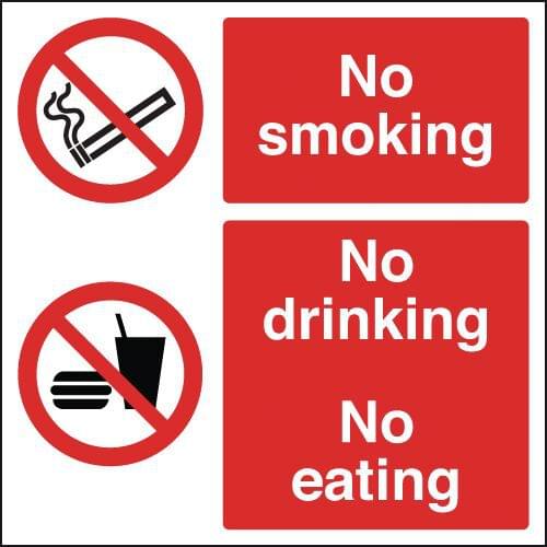 300x300mm No Smoking No Drinking No Eating - Rigid