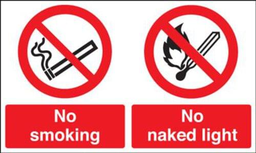 150x300mm No Smoking No Naked Light - Rigid