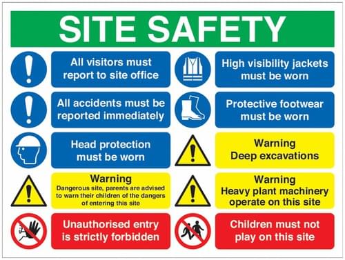 600x800mm Site Safety All Visitors Must Report to Site Office Site Safety Board