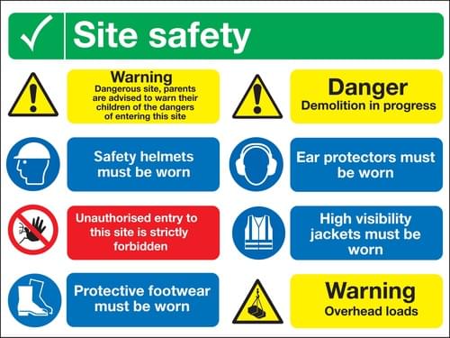 600x800mm Site Safety Dangerous Site Personal Protective Equipment Site Safety Board