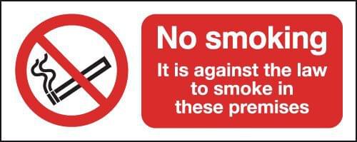 150x300mm No Smoking It Is Against The Law- Rigid