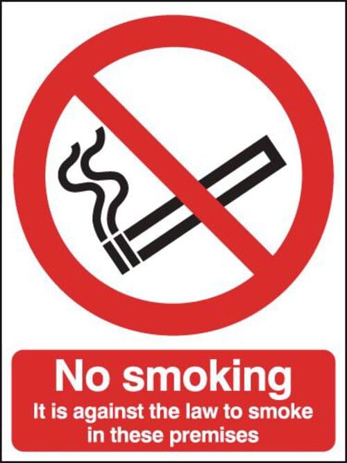 400x300mm No Smoking It Is Against The Law - Polycarbonate