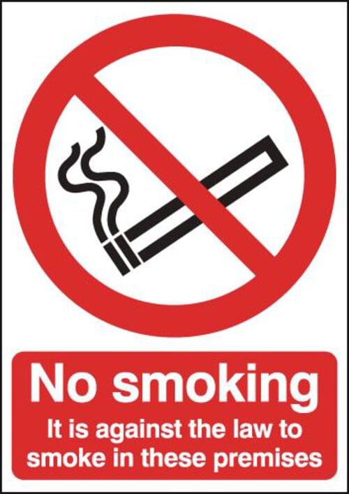 420x297mm No Smoking It Is Against The Law - Rigid