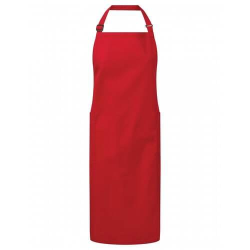 Recycled Polyester And Cotton Bib Apron- Red