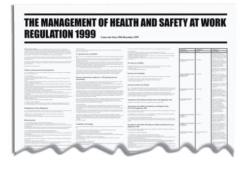 840x570mm The Management of Health & Safety at Work Regulation 1999 Wallchart