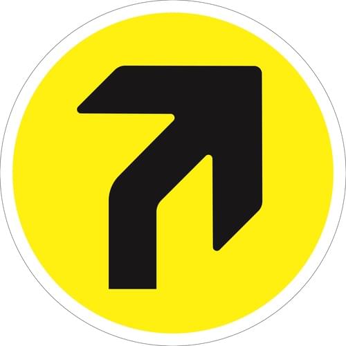 450mm Dia Right Arrow Yellow/Black Anti-slip Floor Sign