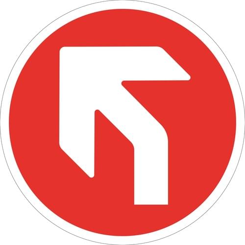 450mm Dia Left Arrow Red Anti-slip Floor Sign