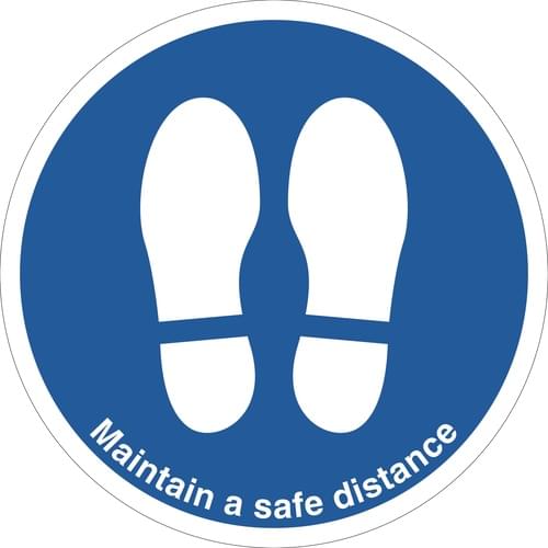 450mm Dia Maintain Safe Distance Feet Blue Anti-slip Floor Sign