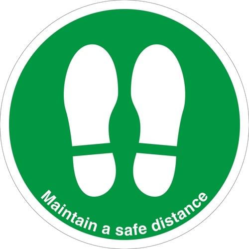 450mm Dia Maintain Safe Distance Feet Green Anti-slip Floor Sign