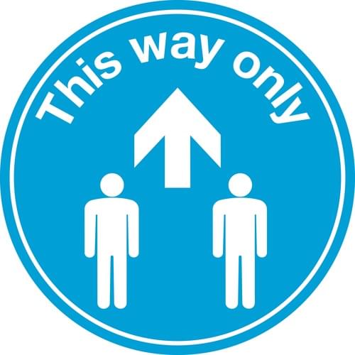 450mm Dia This Way Only People Blue Anti-slip Floor Sign