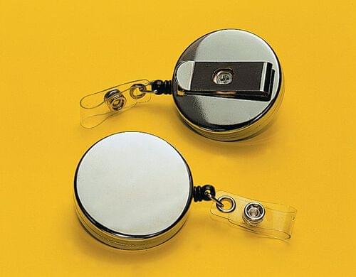 Retractable Badge/Key Reel - Chrome Heavy-Duty Reel