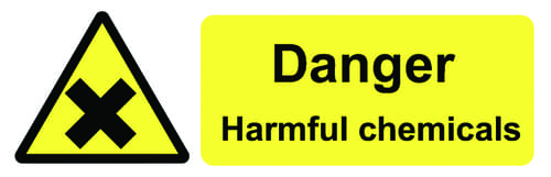 50x150mm Danger Harmful Chemicals - Pk of 6