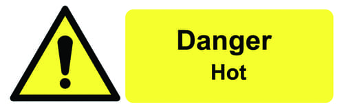 50x150mm Danger Hot - Pk of 6