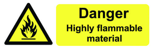 50x150mm Danger Highly Flammable Matieral - Pk of 6