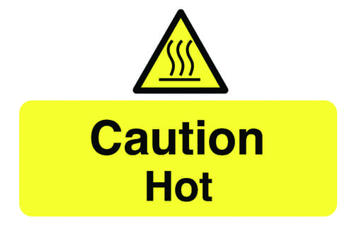 58x90mm Caution Hot - Pk of 6