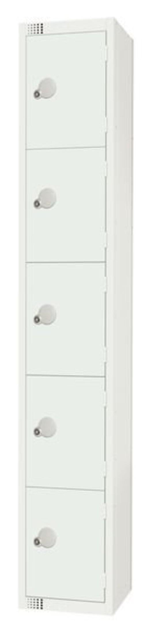 5 Compartment Locker - White - 1800 x 300 x 300mm