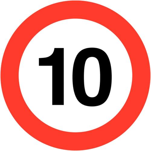 600mm 10mph Class 1 Reflective Traffic Sign (Post)