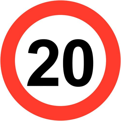 600mm 20mph Class 1 Reflective Traffic Sign (Post)