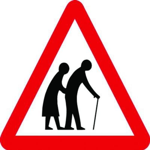 600mm Elderly Crossing Class 1 Reflective Traffic Sign (Post)