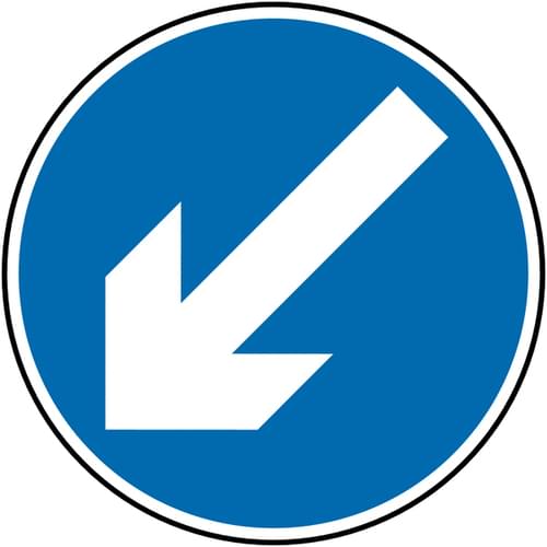 600mm dia Arrow Down Right Traffic Sign (Post)