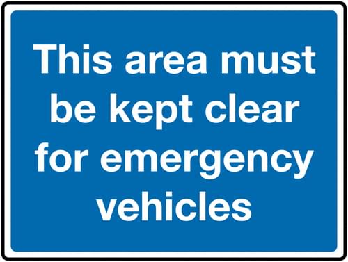 450 x 600mm This area must be kept clear for emergency vehicles Class 1 Reflective Traffic Sign (Post)