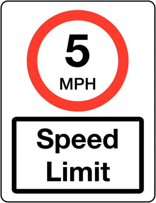600 x 450mm 5mph Speed Limit Class 1 Reflective Traffic Sign (Post)
