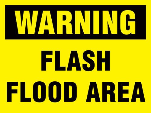 450x600mm Warning Flash Flood Area Stanchion Sign